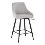 Hannah - Transitional Fixed Height Counter Stool With Swivel With Square Footrest (Set of 2)