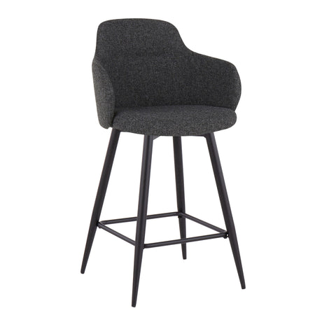 Boyne - Industrial Fixed Height Counter Stool With Square Footrest (Set of 2) - Black / Dark Gray