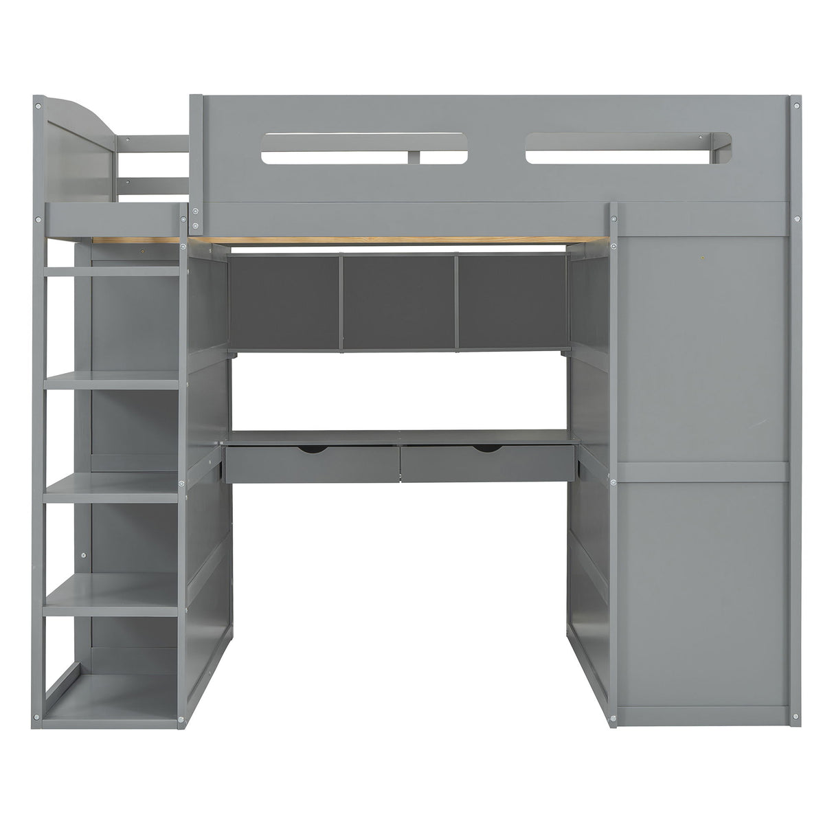 Loft Bed With Desk, Wardrobes, 4 Drawers And 4 Shelves