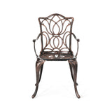 Outdoor Dining Chair With Floral Design And Curved Saber Legs (Set of 2) - Copper