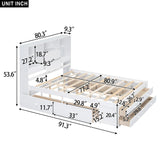 Queen Size Platform Bed With Storage Headboard And 8 Drawers - Gray