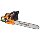 62Cc Gas Powered Chainsaw 2 Cycle Handheld Cordless Chain Saw Aluminium 18" And 20" Guide Bar - Orange