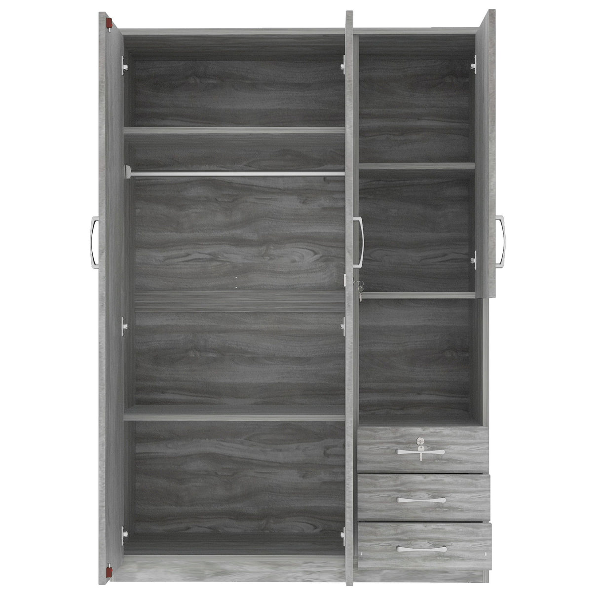 2 Doors Wardrobe Storage For Bedroom With Shelves And 3 Drawers
