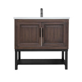 Modern Freestanding Bathroom Vanity With Ceramic Sink, Hot And Cold Faucet, Storage Cabinet & Open Shelf