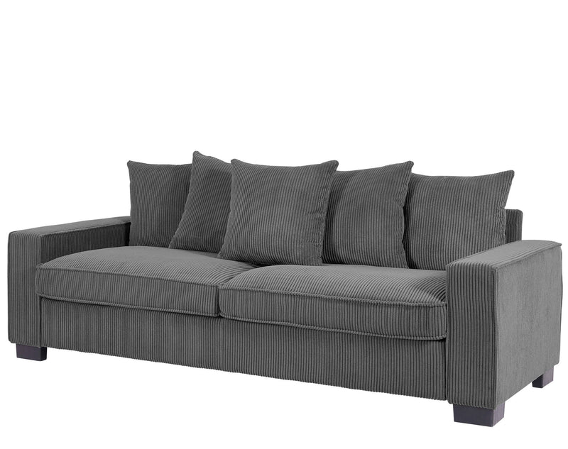 Luxe Sofa With 5 Matching Toss Pillows, Sleek Design, Spacious And Comfortable 3 Seater Couch