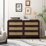 Modern Arc Shaped Corner Rattan Cabinet With 6 Drawers