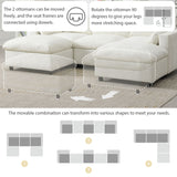 Modular Sectional With Storage Pockets, 5 Seat U Shaped Couch Set With Pillows, Free Combination Modern Cloud Sofa With 2 Movable Ottoman