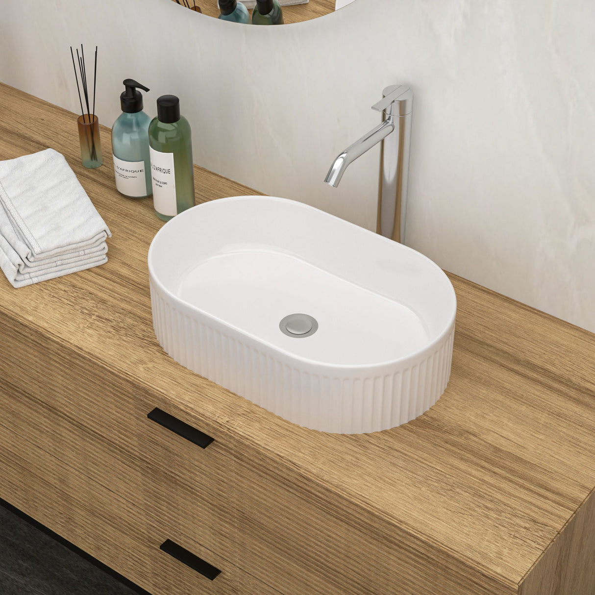 Vessel Oval Bathroom Sink - White