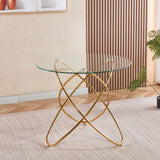 Metal Leg Dining Table With Tempered Glass Top