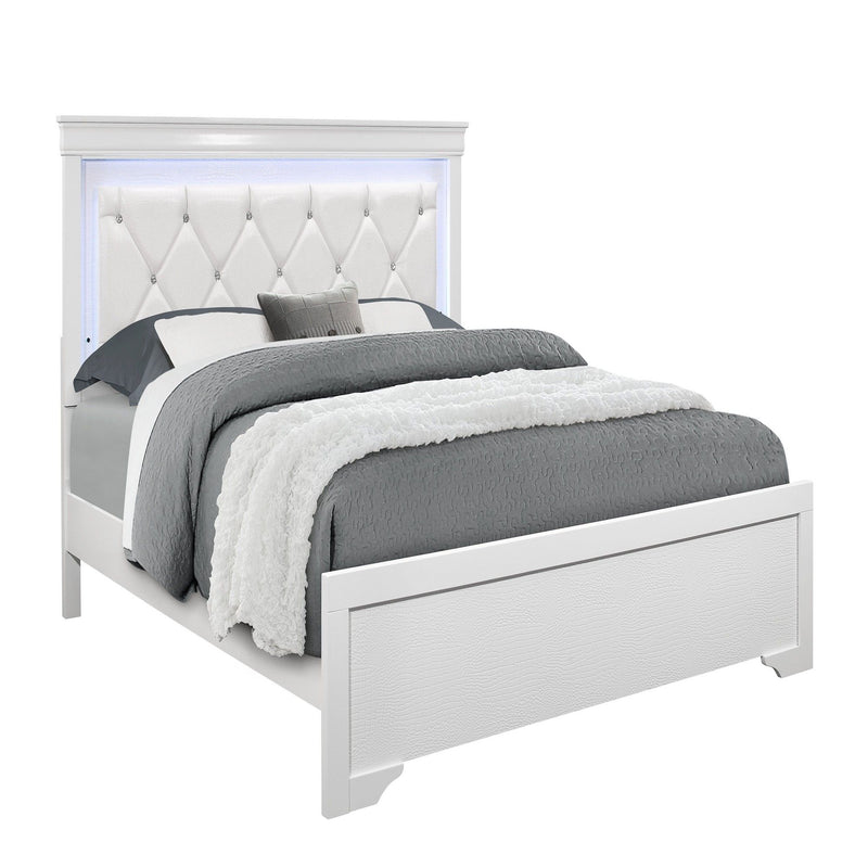 Shaker - Bed With LED Lighting And Crystal Inspired Tufted Headboard