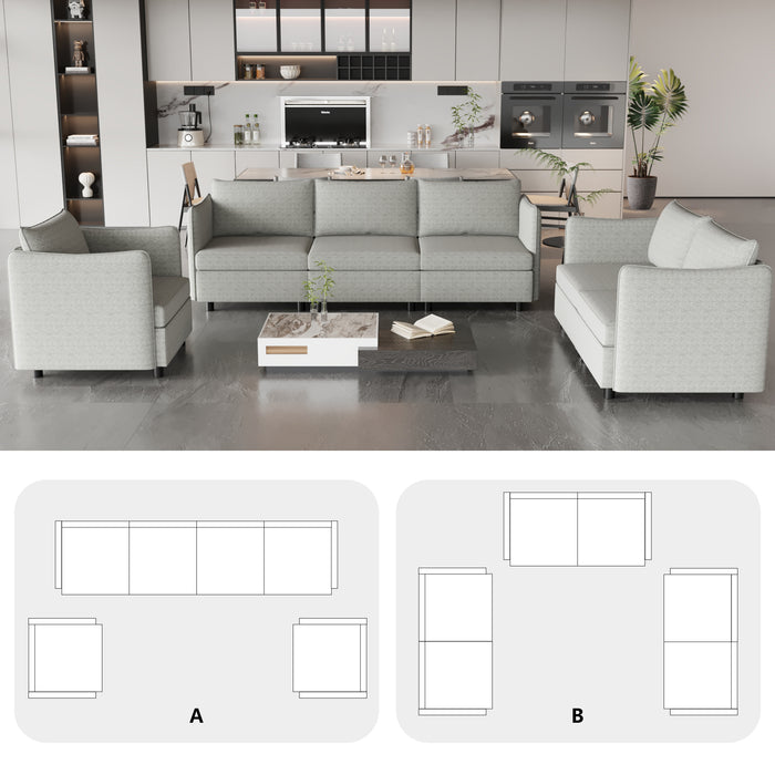 Modular Sectional Sofa, Convertible Sofa Seat With Storage, Sets Including Three seater Sofa & Couches,Loveseat and Single Chair (1+2+3 Seat) for Living Room