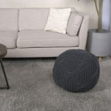 Bordeaux - Knitted Cotton Round Pouf