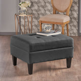 Ottoman With Birch Wood Legs And Cushioned Top For Comfort