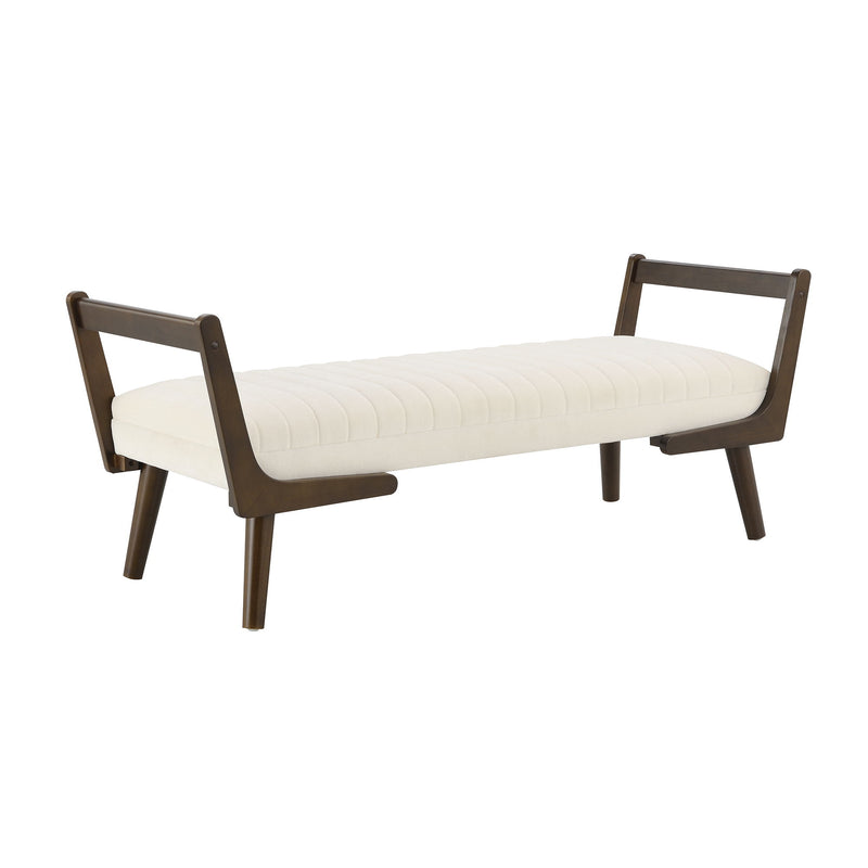 Mid-Century Bench With Wood Legs