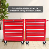 5 Drawer Metal Rolling Tool Chest With Locking System And Wheels - Red