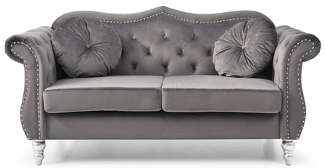 Cozy Transitional Flared Arm Loveseat - Dark Gray