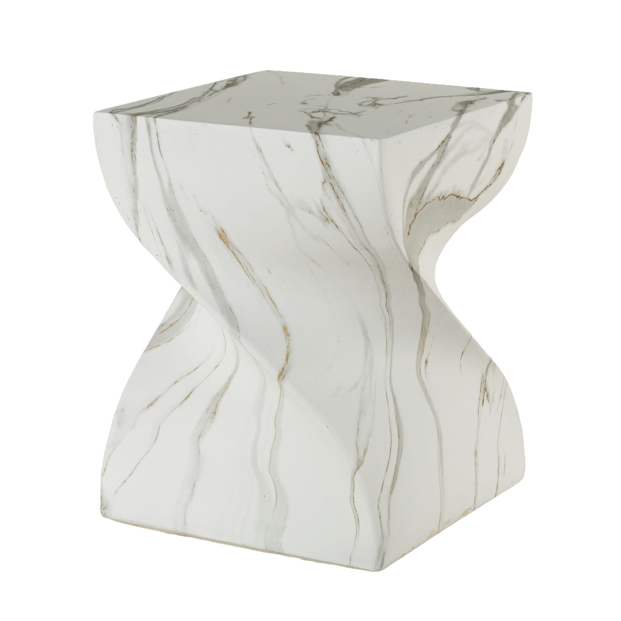 Outdoor End Table, Round Side Table For Patio And Garden - Marble