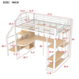 Loft Bed With Storage Staircase And Small Wardrobe, Built - In Desk And Storage Shelves