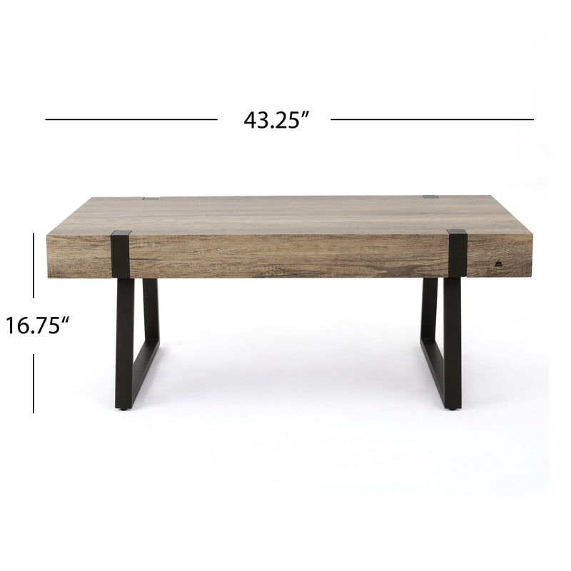 Abitha - Coffee Table With Industrial Powder Coated Metal Legs