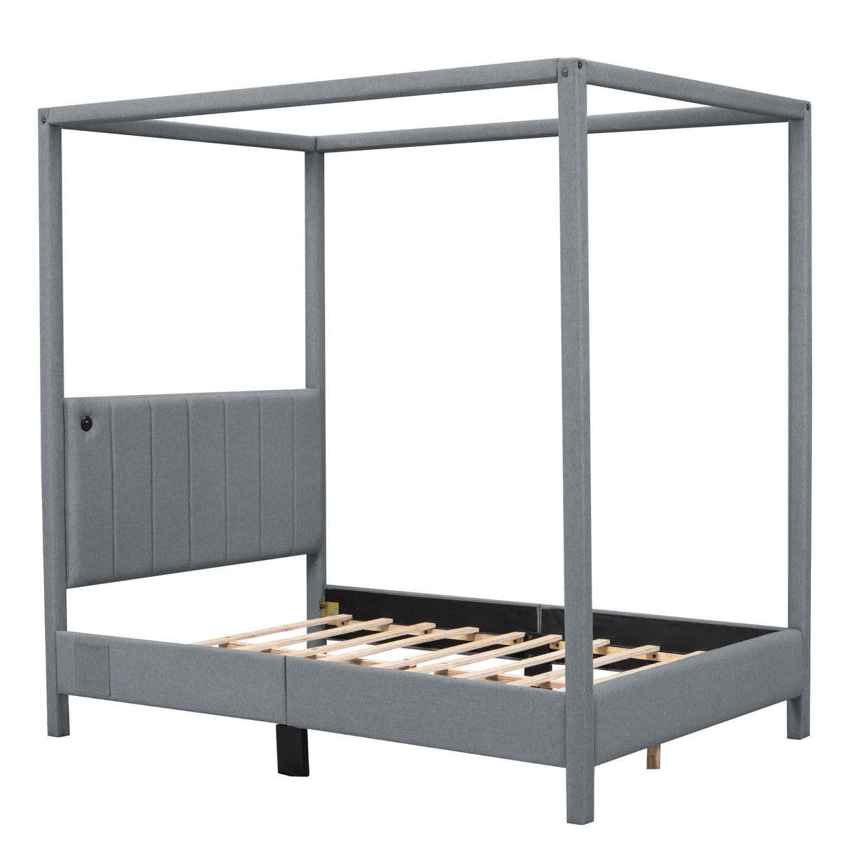 Canopy Platform Bed With USB And Type-C Ports
