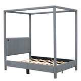 Canopy Platform Bed With USB And Type-C Ports