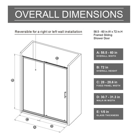 Sliding Shower Door With And Handle - Chrome