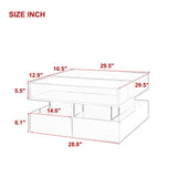 Lift Top Coffee Table With 2 Drawers, Hidden Space And LED Lights For Living Room