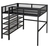 Loft Bed With 4 Tier Shelves And Storage