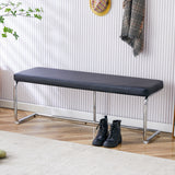 Shoe Changing Bench With Silver Metal Legs For Versatile Use - Black