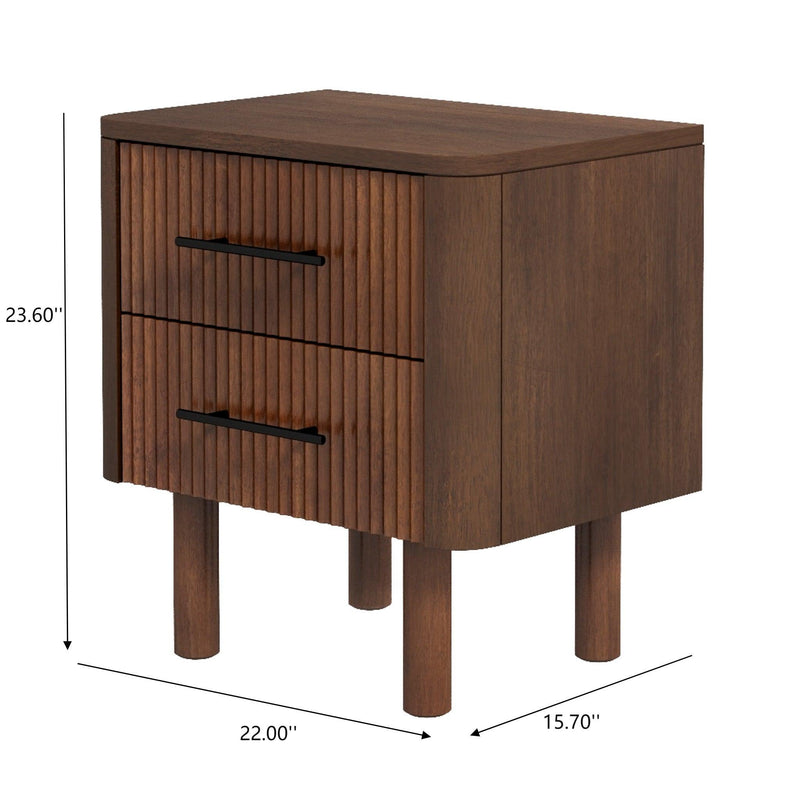 Logan - Nightsd Bed Side Tables With 2 Drawers - Brown