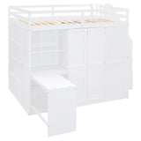 Loft Bed With Wardrobe, Desk And Shelves