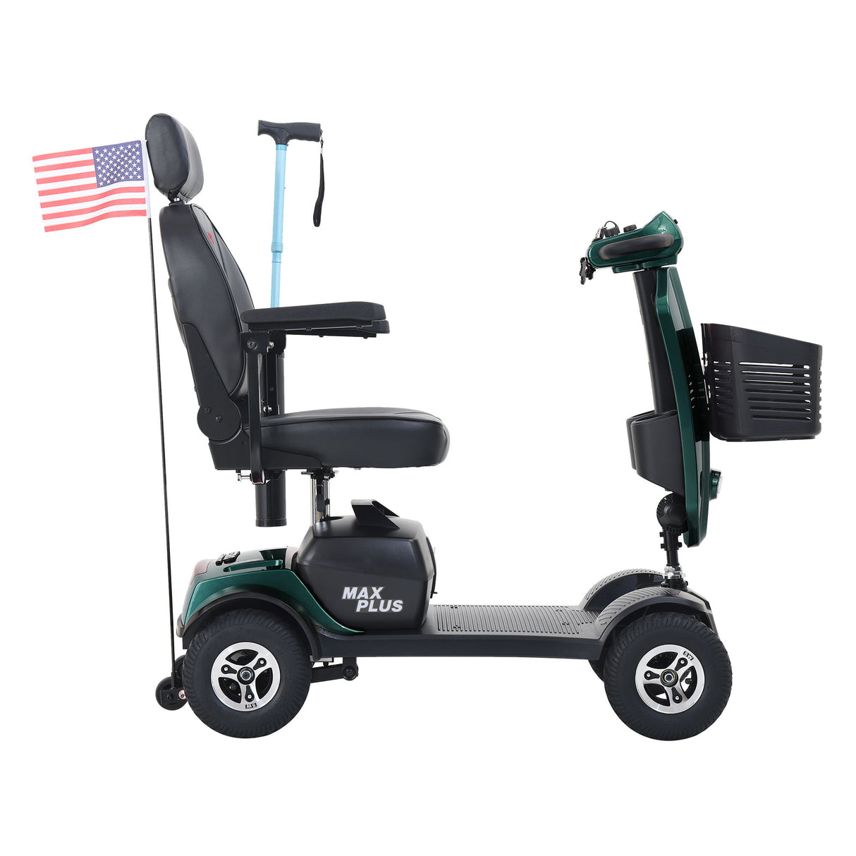 Max Plus - 4 Wheels Outdoor Compact Mobility Scooter With 2 Pieces X 20Ah Lead Acid Battery, 16 Miles, Cup Holders & USB Charger Port
