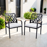 Outdoor Patio Stationary Dining Chairs With Outdoor Grade Sunbrella Cushions, Branch Like Backrest (Set of 2) - Bourbon Brown