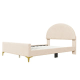 Upholstered Platform Bed With Classic Semi-Circle Shaped Headboard