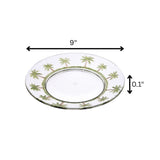 Palm Tree Design 9" Acrylic Dinner Plates (Set of 4) Crystal Clear Reusable Unbreakable Kitchen Plates Bpa Free Dishwasher Safe - Clear