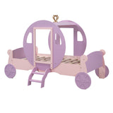 Princess Carriage Bed With Crown, Platform Car Bed With Stair