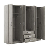 6 Doors Wardrobe Storage For Bedroom, With Big Drawers - Gray