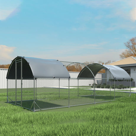 Large Chicken Coop Upgrade Three Support Steel Wire Impregnated Plastic Net Cage, Oxford Cloth Plated Waterproof UV Protection, Duck Rabbit Sheep Bird Outdoor House