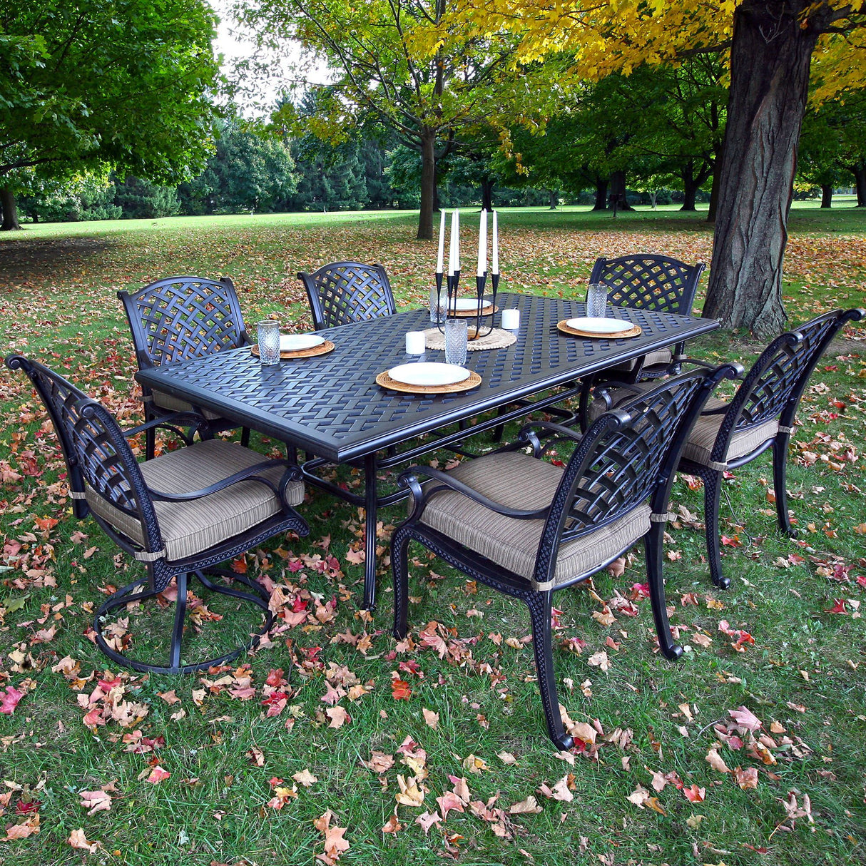 Rectangular 6 Person 85.83" Long Dining Set With Cushions