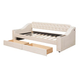Upholstered Daybed With Storage Armrests And USB Port