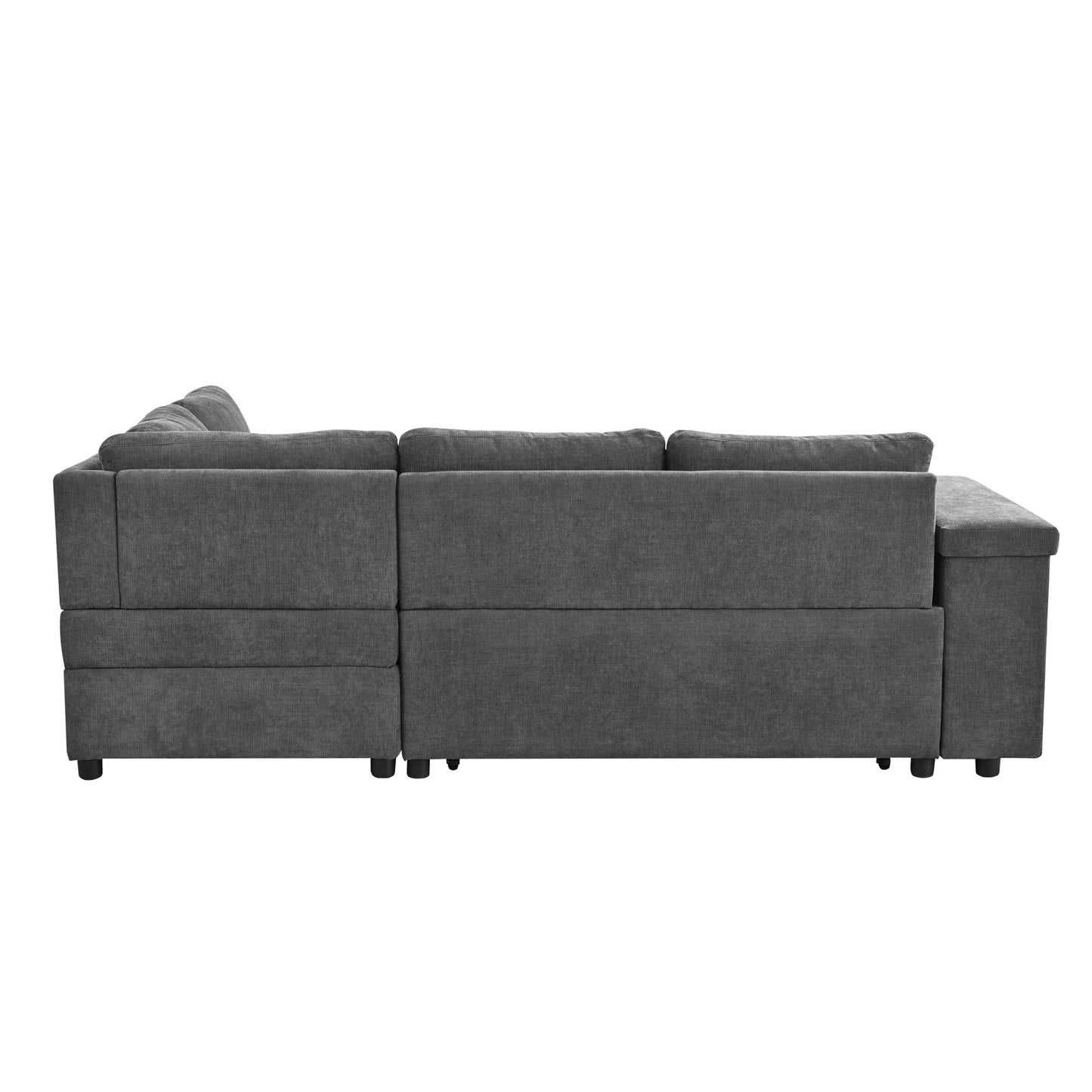 Mirod 91.5-Inch L Shaped Couch with Pull Out Bed and Storage Sectional Sleeper Sofa with Hidden Storage , Wide Armrest with storage,for Living Room, Apartment, Bedroom, Office