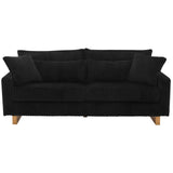 Modern Corduroy Loveseat Sofa With 4 Pillows