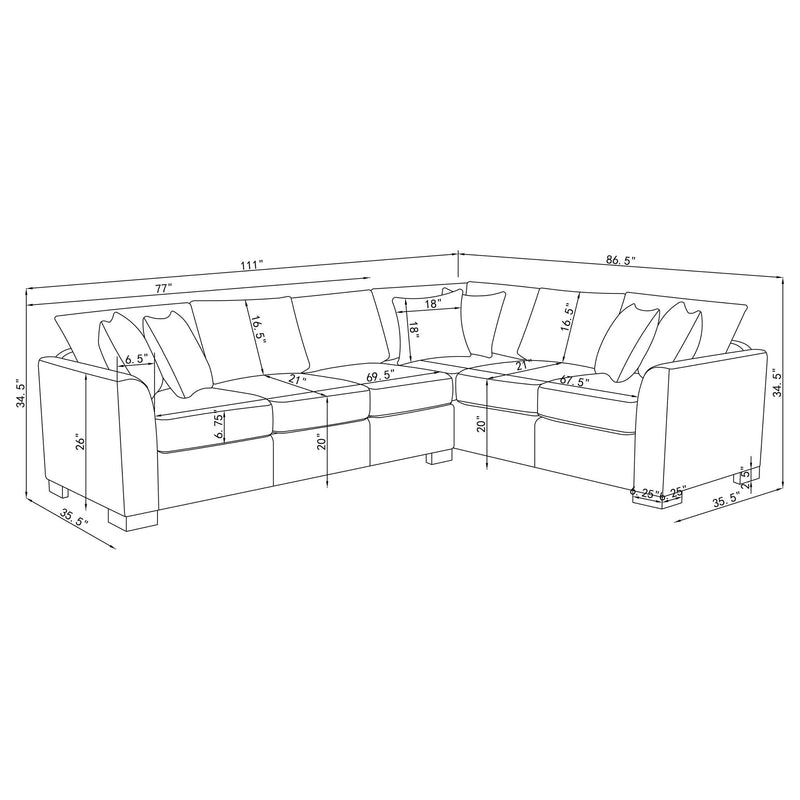 Radison - Upholstered Sectional Sofa With Hidden Sleeper - Greige