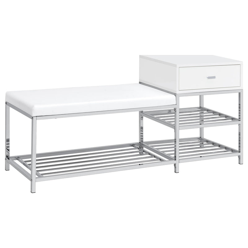 Yesler - 1 Drawer Storage Bench - Glossy White
