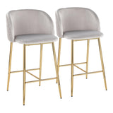 Fran - Pleated Waves Contemporary / Glam Fixed Height Counter Stool (Set of 2)
