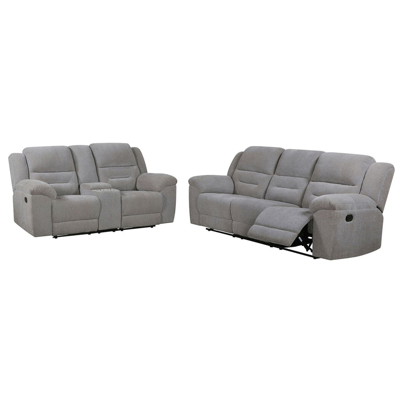 Sebring - 2 Piece Upholstered Reclining Sofa Set With Manual Recline - Gray