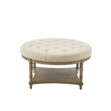 Cedric - Accent Ottoman With Tufted Top And Storage Shelf - Cream