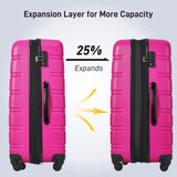 Hardshell Luggage Sets 2 Pieces + Bag Spinner Suitcase With Tsa Lock Lightweight - Pink