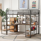 Loft Bed With Storage Staircase And Small Wardrobe, Built - In Desk And Storage Shelves