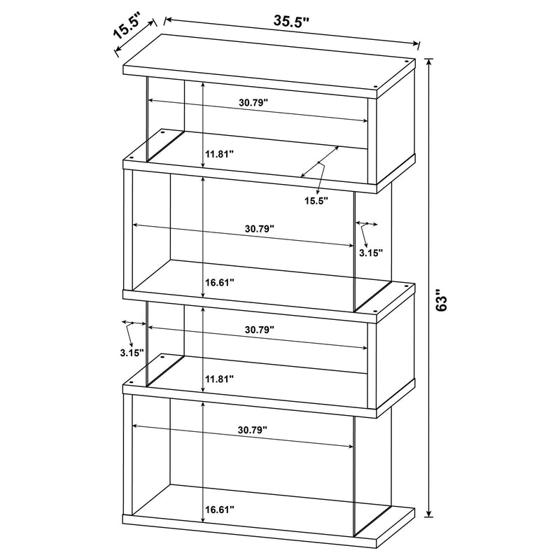 Elias - 4 Shelf Bookshelf With Zigzag Design